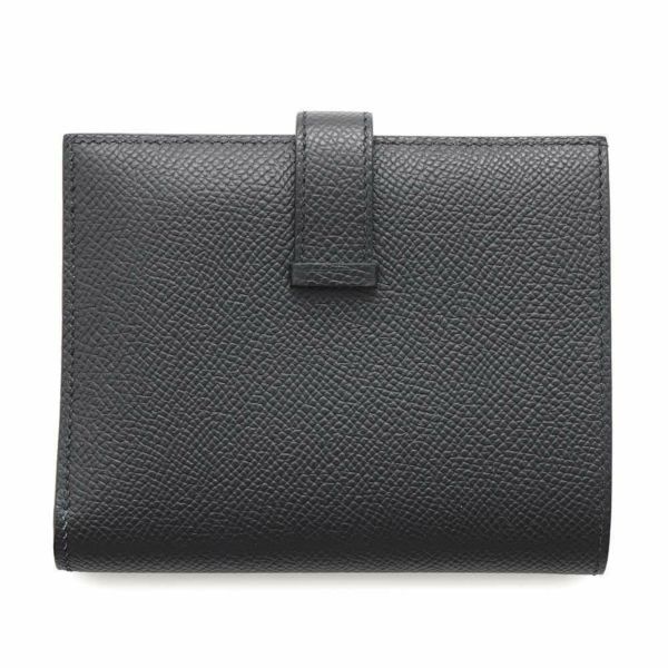 エルメス 二つ折り財布 ベアンコンパクト モノクローム ブラック/ブラック金具 エプソン B刻印 黒 ソーブラック
