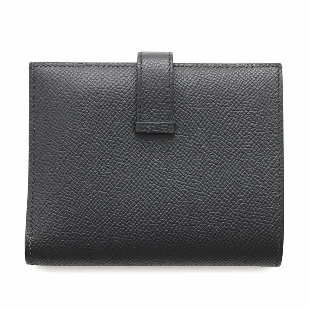 エルメス 二つ折り財布 ベアンコンパクト モノクローム ブラック/ブラック金具 エプソン B刻印 黒 ソーブラック