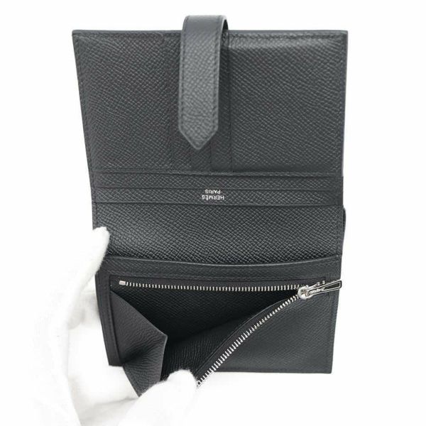 エルメス 二つ折り財布 ベアンコンパクト モノクローム ブラック/ブラック金具 エプソン B刻印 黒 ソーブラック