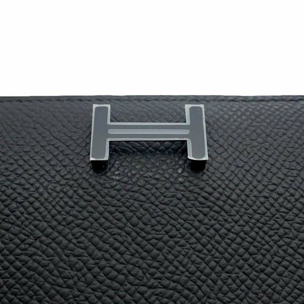 エルメス 二つ折り財布 ベアンコンパクト モノクローム ブラック/ブラック金具 エプソン B刻印 黒 ソーブラック