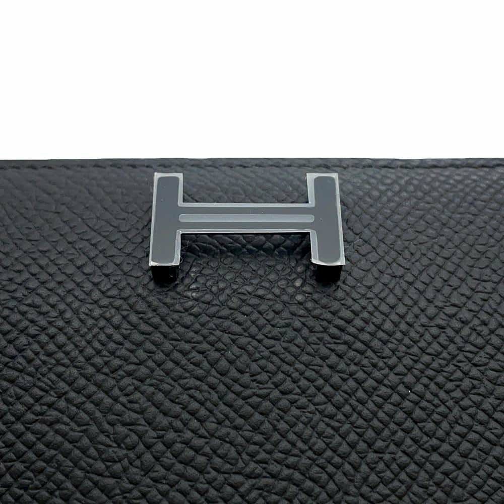 エルメス 二つ折り財布 ベアンコンパクト モノクローム ブラック/ブラック金具 エプソン B刻印 黒 ソーブラック