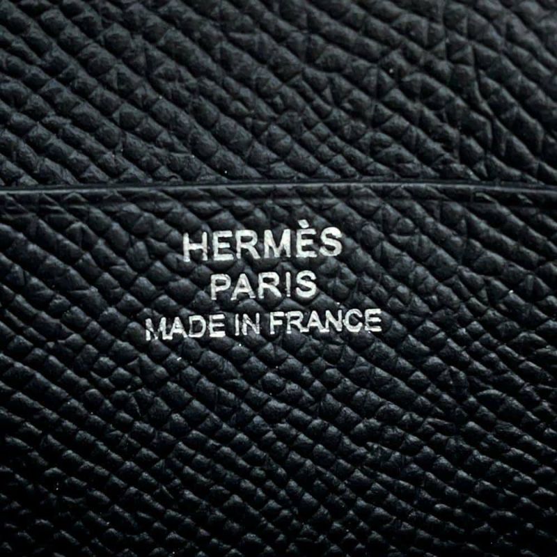 エルメス 二つ折り財布 ベアンコンパクト モノクローム ブラック/ブラック金具 エプソン B刻印 黒 ソーブラック