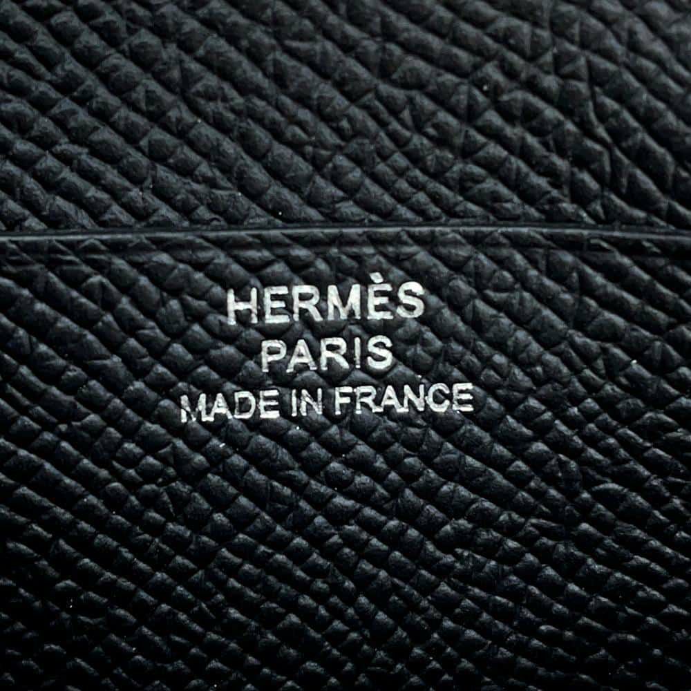 エルメス 二つ折り財布 ベアンコンパクト モノクローム ブラック/ブラック金具 エプソン B刻印 黒 ソーブラック