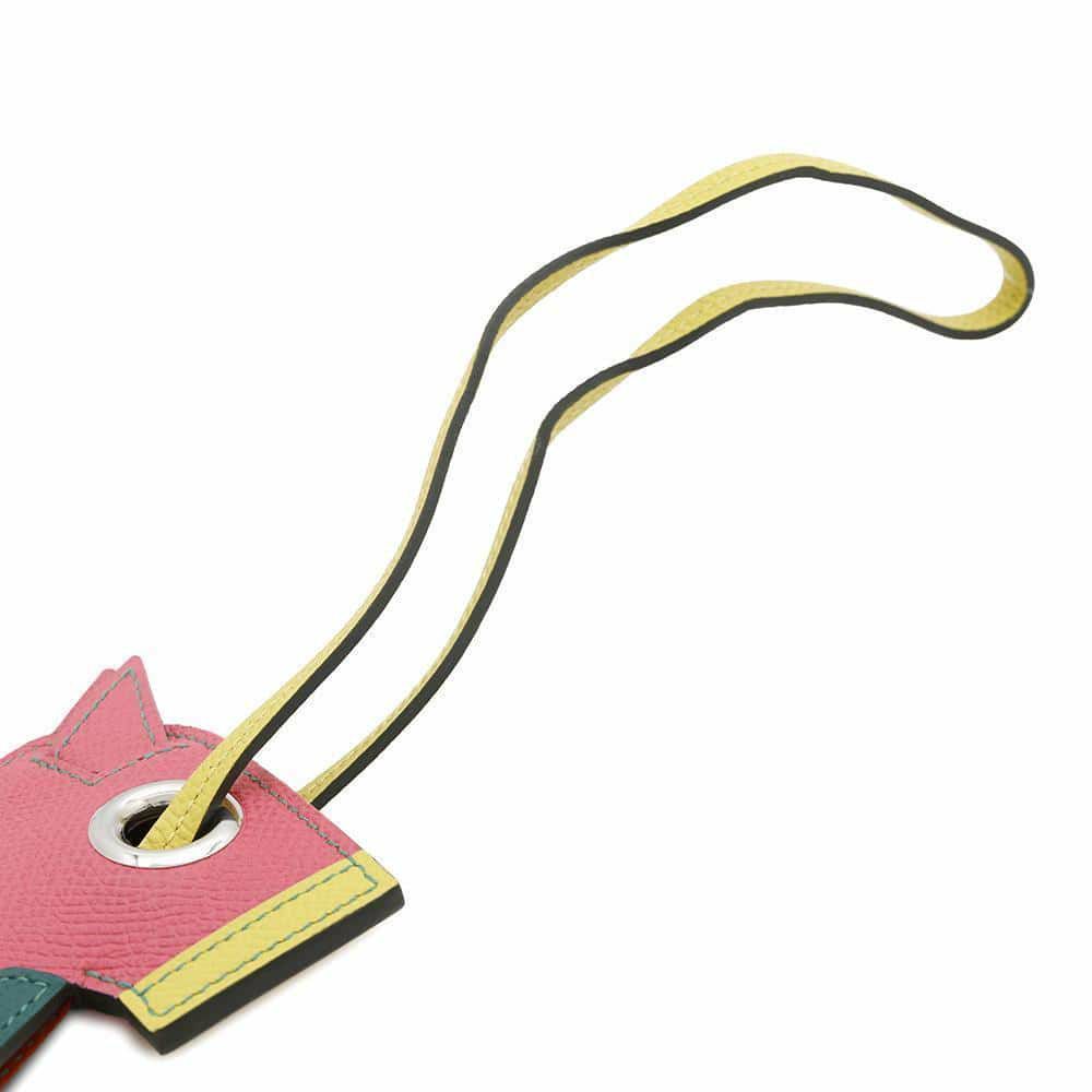 エルメス バッグチャーム カマイユ Camail ローズアザレ/マラカイト/ライム/シルバー金具 エプソン A刻印 馬蹄 キーホルダー キーリング