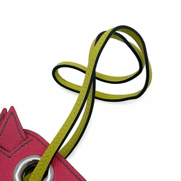 エルメス バッグチャーム カマイユ Camail ローズアザレ/マラカイト/ライム/シルバー金具 エプソン A刻印 馬蹄 キーホルダー キーリング