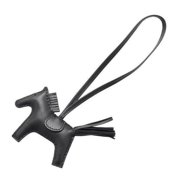 エルメス バッグチャーム ロデオ PM ブラック ラムスキン U刻印 HERMES 黒 ソーブラック