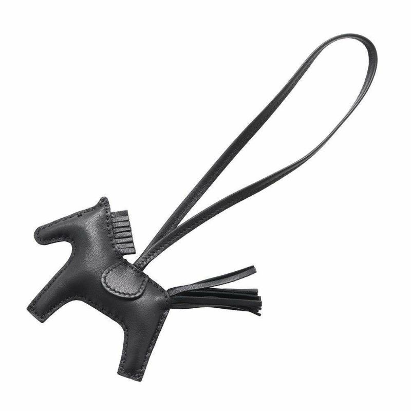 エルメス バッグチャーム ロデオ PM ブラック ラムスキン U刻印 HERMES 黒 ソーブラック