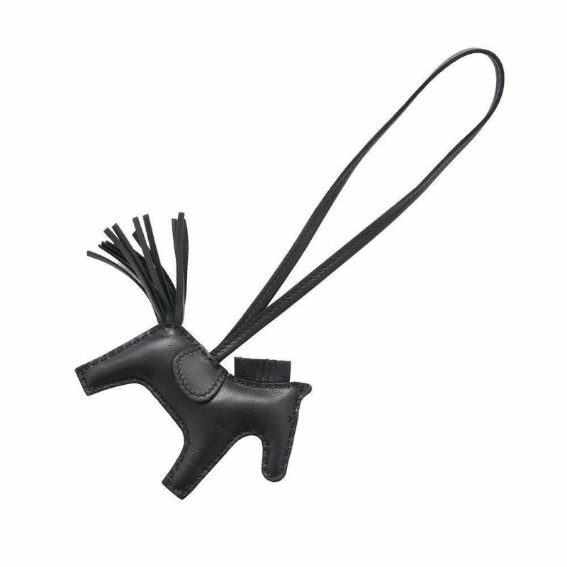 エルメス バッグチャーム ロデオ PM ブラック ラムスキン U刻印 HERMES 黒 ソーブラック