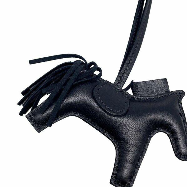 エルメス バッグチャーム ロデオ PM ブラック ラムスキン U刻印 HERMES 黒 ソーブラック