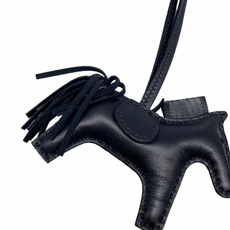 エルメス バッグチャーム ロデオ PM ブラック ラムスキン U刻印 HERMES 黒 ソーブラック