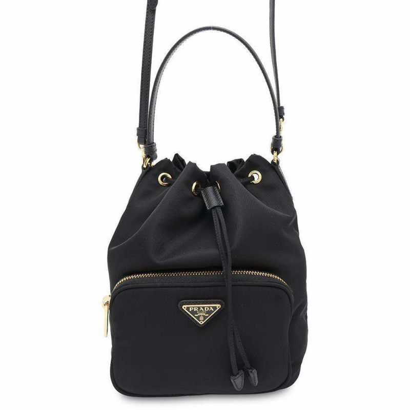 プラダ ハンドバッグ デュエット Re-Nylon バケットバッグ ナイロン 1BH038 PRADA 2wayショルダーバッグ 黒