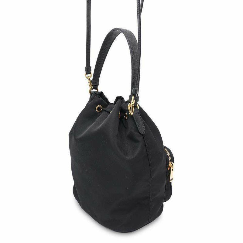 プラダ ハンドバッグ デュエット Re-Nylon バケットバッグ ナイロン 1BH038 PRADA 2wayショルダーバッグ 黒
