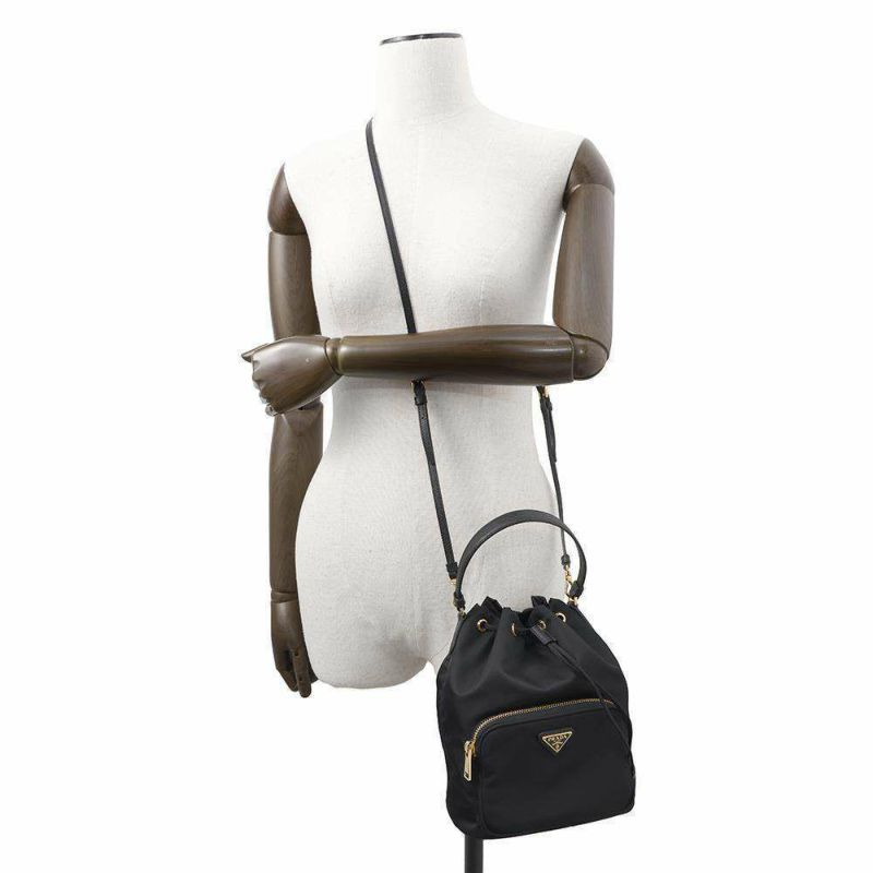 プラダ ハンドバッグ デュエット Re-Nylon バケットバッグ ナイロン 1BH038 PRADA 2wayショルダーバッグ 黒