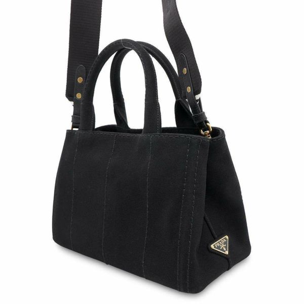 プラダ トートバッグ カナパ トート キャンパス 1BG439 PRADA ストライプ ショルダーバッグ 黒