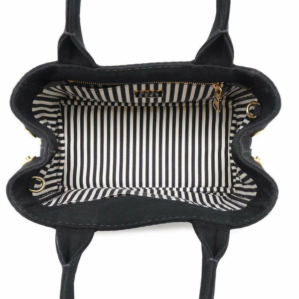 プラダ トートバッグ カナパ トート キャンパス 1BG439 PRADA ストライプ ショルダーバッグ 黒