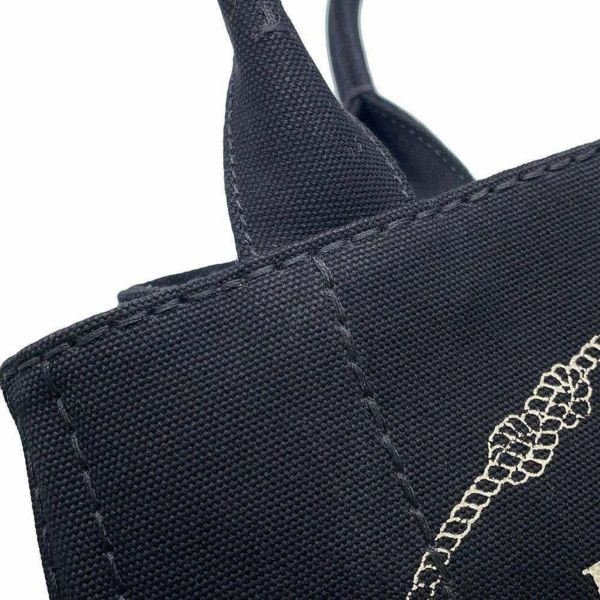 プラダ トートバッグ カナパ トート キャンパス 1BG439 PRADA ストライプ ショルダーバッグ 黒