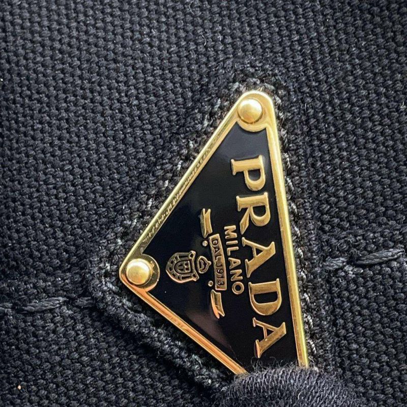 プラダ トートバッグ カナパ トート キャンパス 1BG439 PRADA ストライプ ショルダーバッグ 黒