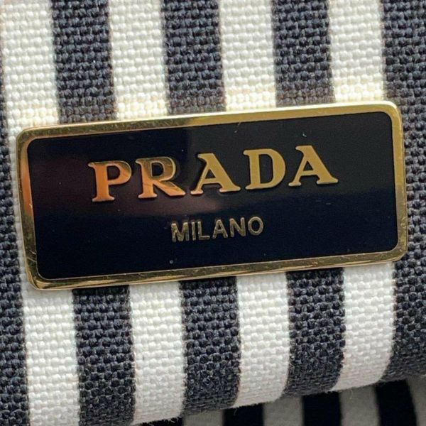 プラダ トートバッグ カナパ トート キャンパス 1BG439 PRADA ストライプ ショルダーバッグ 黒