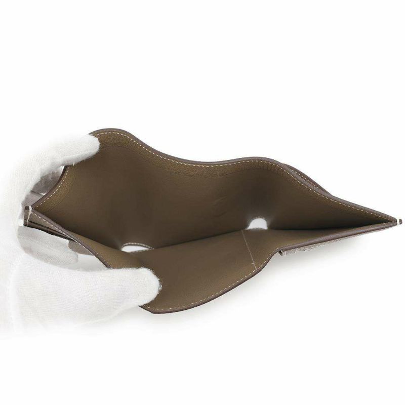 エルメス 三つ折り財布 ベアン コンビネ エトゥープ/シルバー金具 シェブルミゾル W刻印 シェーブル