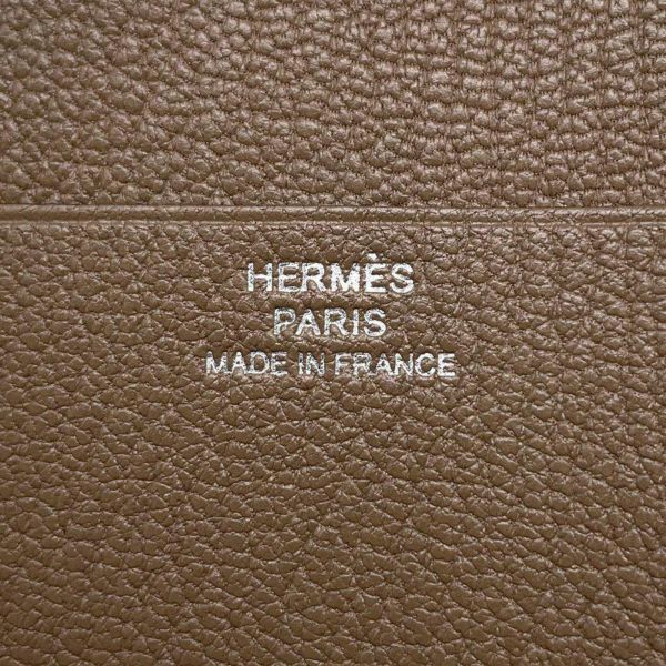 エルメス 三つ折り財布 ベアン コンビネ エトゥープ/シルバー金具 シェブルミゾル W刻印 シェーブル