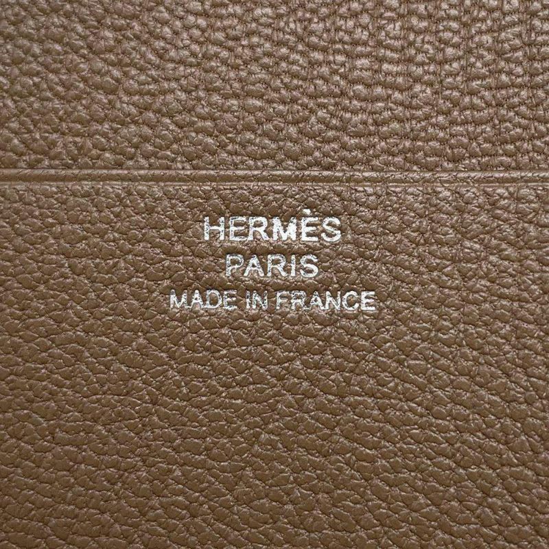 エルメス 三つ折り財布 ベアン コンビネ エトゥープ/シルバー金具 シェブルミゾル W刻印 シェーブル