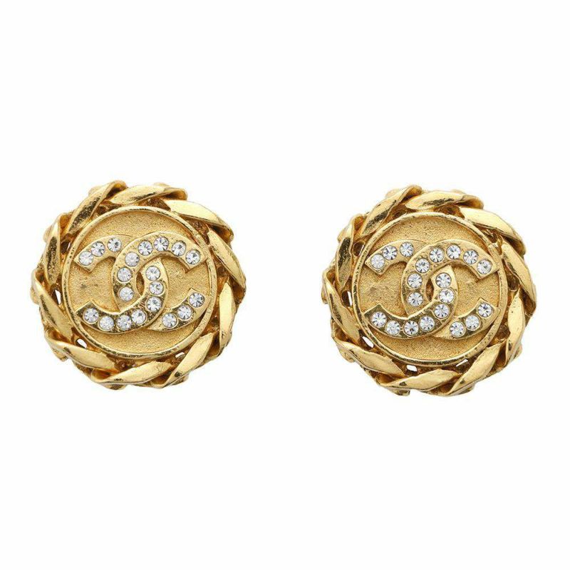 シャネル イヤリング ココマーク チェーンモチーフ ラインストーン 23 CHANEL アクセサリー