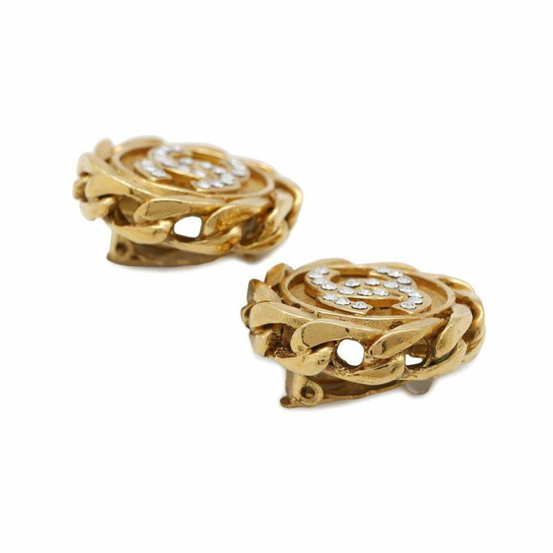 シャネル イヤリング ココマーク チェーンモチーフ ラインストーン 23 CHANEL アクセサリー
