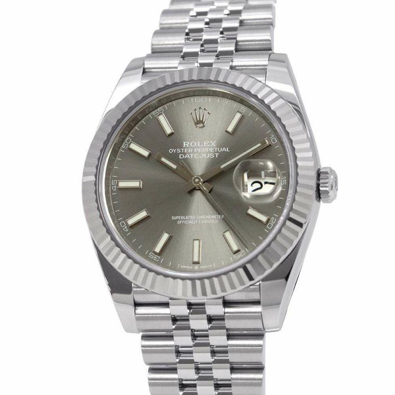 ロレックス デイトジャスト41 SS/K18WG ランダムシリアル ルーレット 126334 ROLEX 腕時計 スレート文字盤