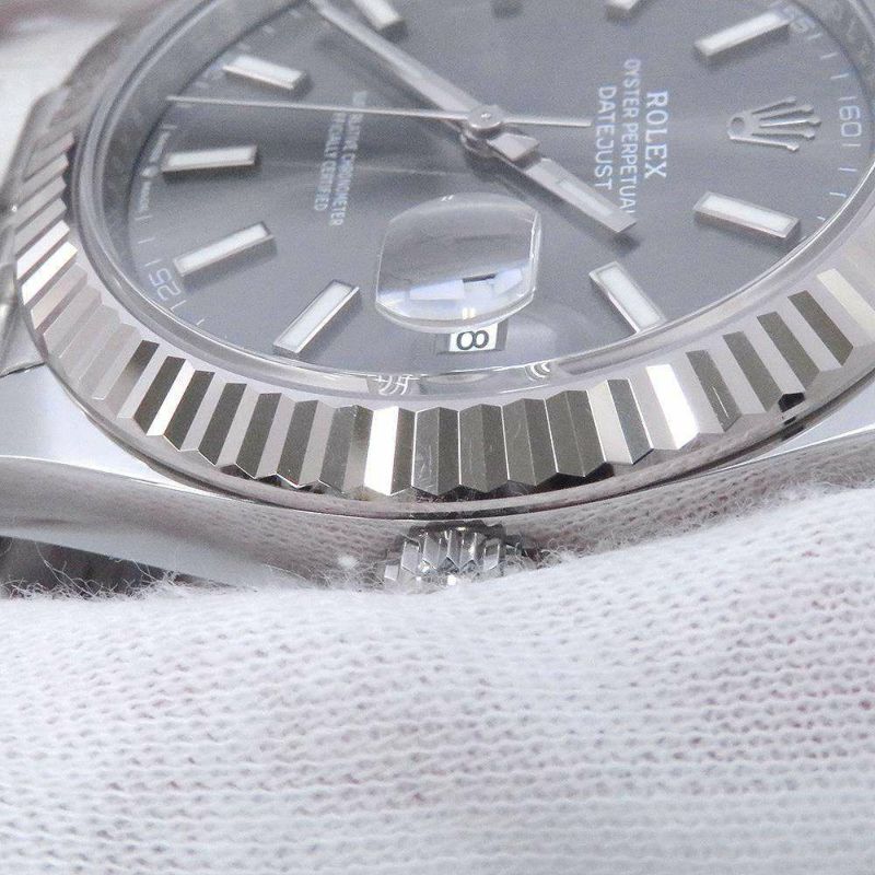 ロレックス デイトジャスト41 SS/K18WG ランダムシリアル ルーレット 126334 ROLEX 腕時計 スレート文字盤