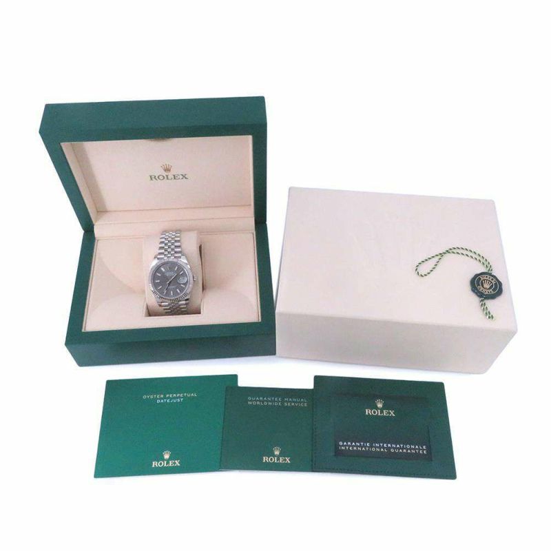 ロレックス デイトジャスト41 SS/K18WG ランダムシリアル ルーレット 126334 ROLEX 腕時計 スレート文字盤