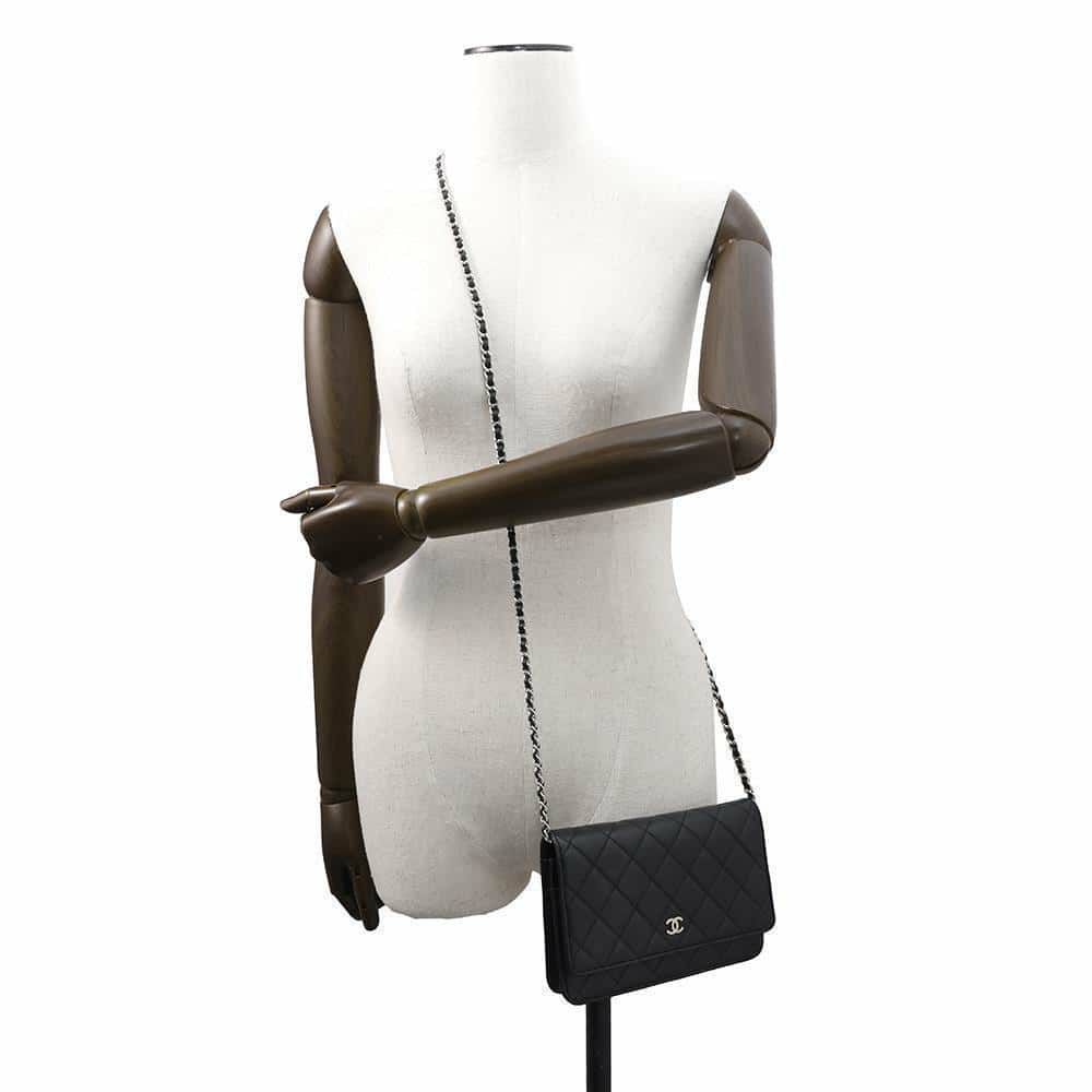 シャネル チェーンウォレット クラシック マトラッセ ココマーク ラムスキン AP0250 CHANEL 財布 黒