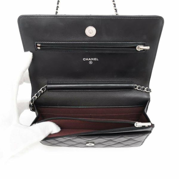 シャネル チェーンウォレット クラシック マトラッセ ココマーク ラムスキン AP0250 CHANEL 財布 黒
