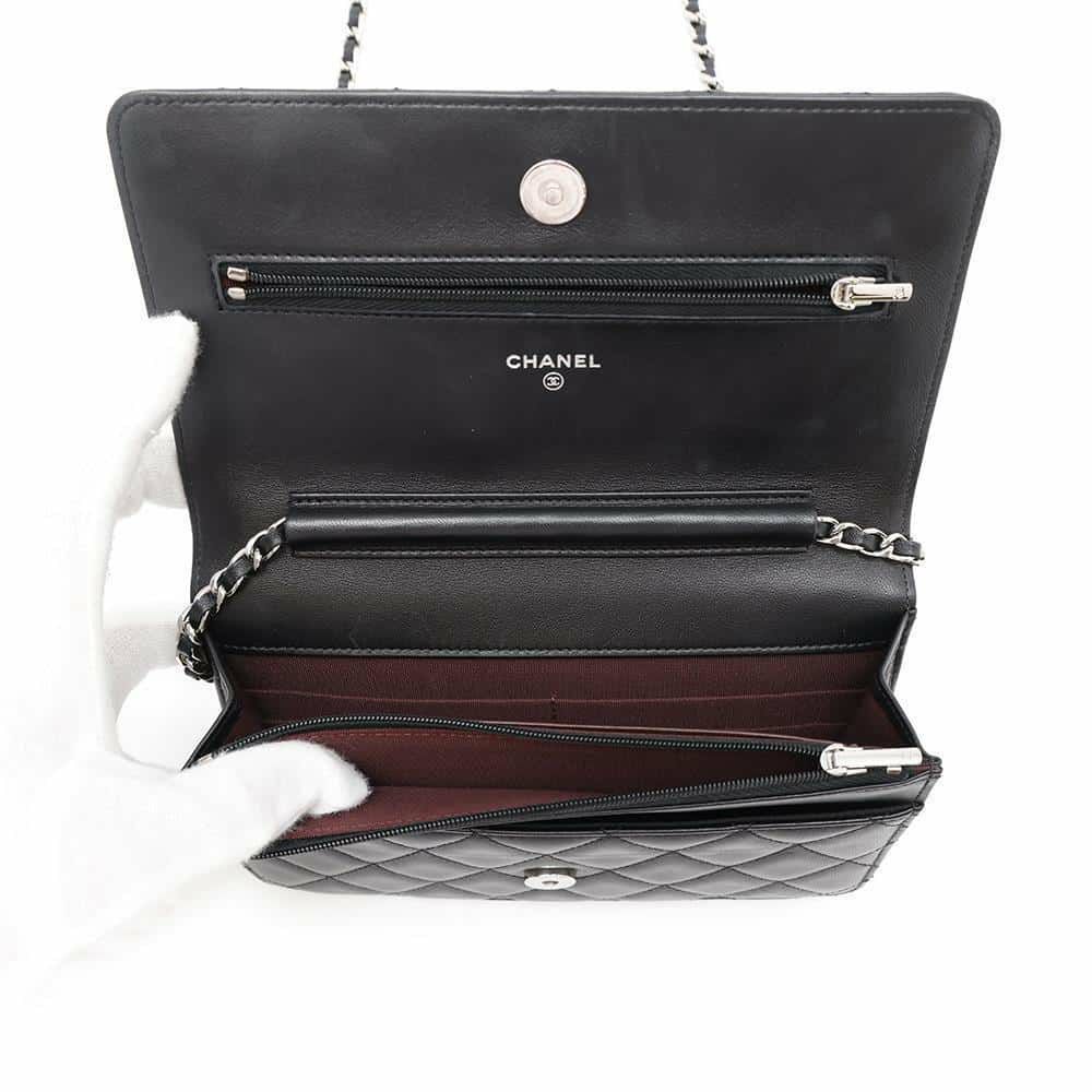 シャネル チェーンウォレット クラシック マトラッセ ココマーク ラムスキン AP0250 CHANEL 財布 黒