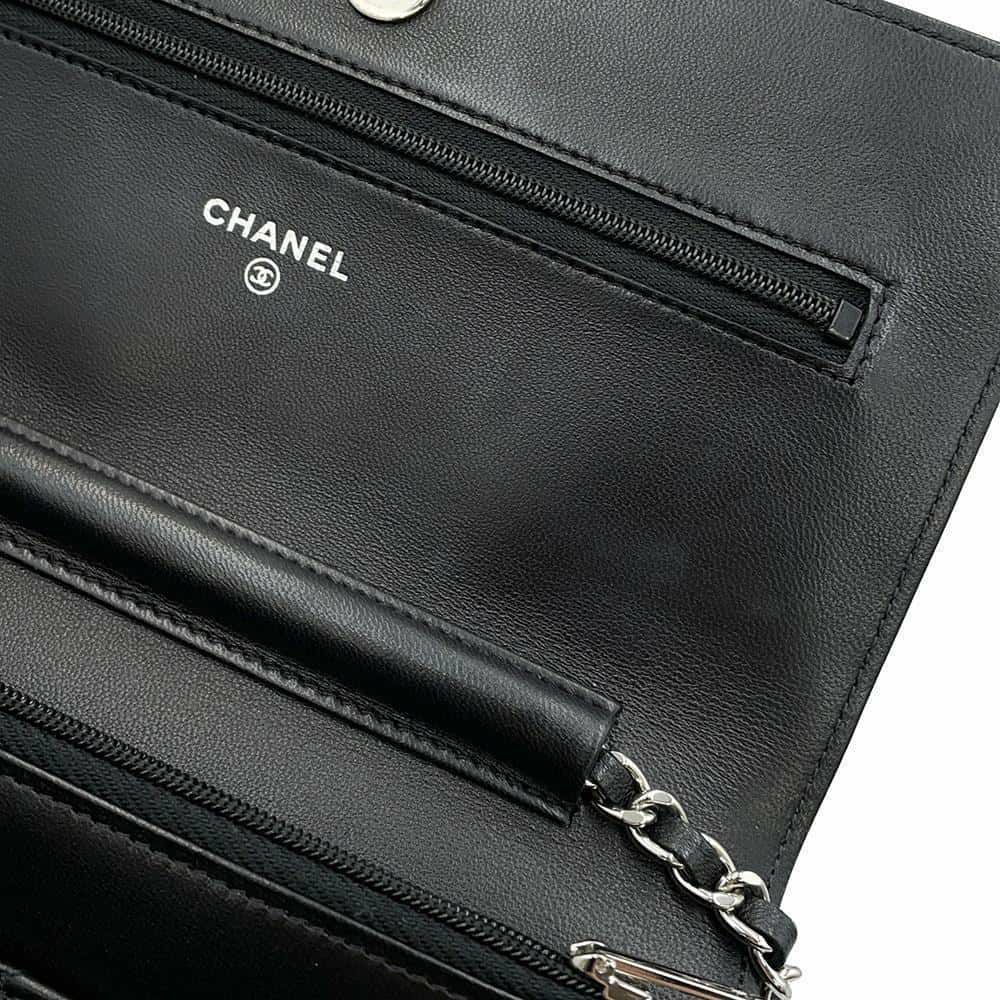 シャネル チェーンウォレット クラシック マトラッセ ココマーク ラムスキン AP0250 CHANEL 財布 黒