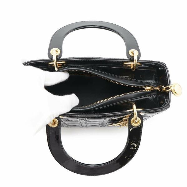 ディオール ハンドバッグ レディディオール カナージュ ミディアム パテント M0565OWCB 2way 黒