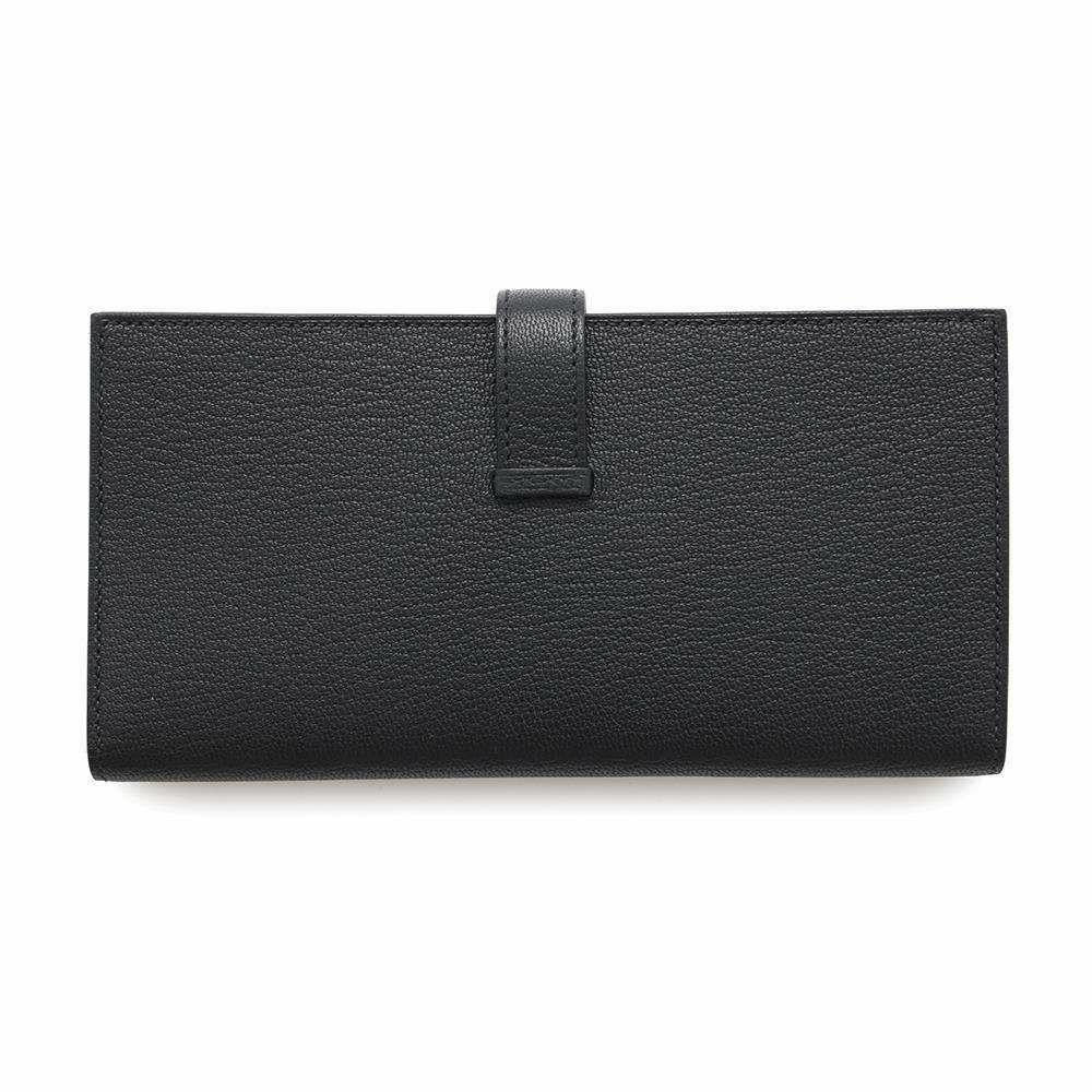 エルメス 長財布 ベアンスフレ ブラック/シルバー金具 シェブルミゾル B刻印 財布 シェーブル 黒