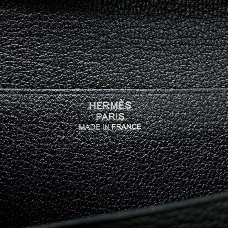 エルメス 長財布 ベアンスフレ ブラック/シルバー金具 シェブルミゾル B刻印 財布 シェーブル 黒