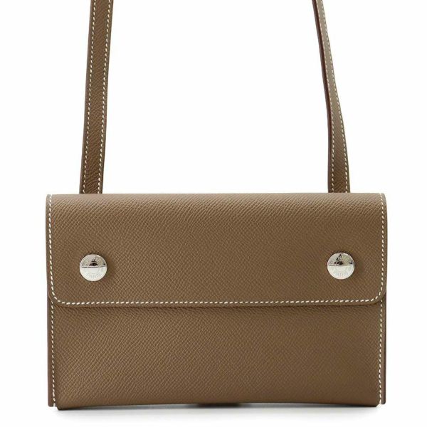エルメス ショルダーウォレット ナップ トゥーゴー エトゥープ/シルバー金具 エプソン W刻印 財布