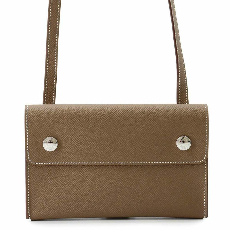 エルメス ショルダーウォレット ナップ トゥーゴー エトゥープ/シルバー金具 エプソン W刻印 財布