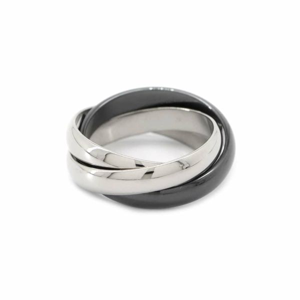 カルティエ リング トリニティ K18WGホワイトゴールド ブラックセラミック リングサイズ51 Cartier 指輪