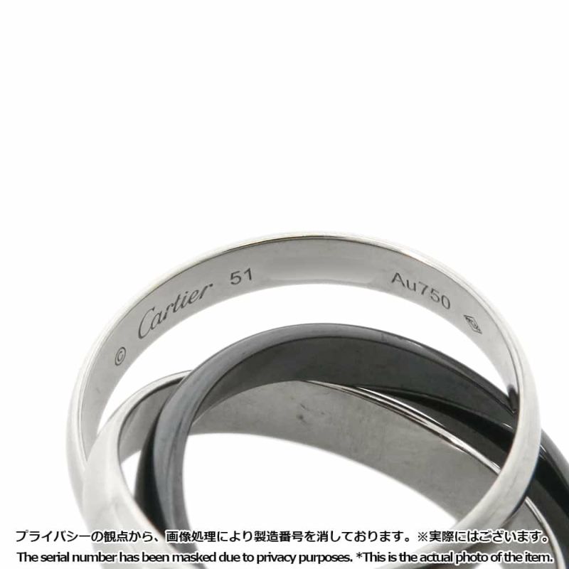 カルティエ リング トリニティ K18WGホワイトゴールド ブラックセラミック リングサイズ51 Cartier 指輪
