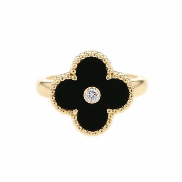 ヴァンクリーフ&アーペル リング ヴィンテージ アルハンブラ リング オニキス ダイヤ 1P 0.05ct リングサイズ51 VCARA41051