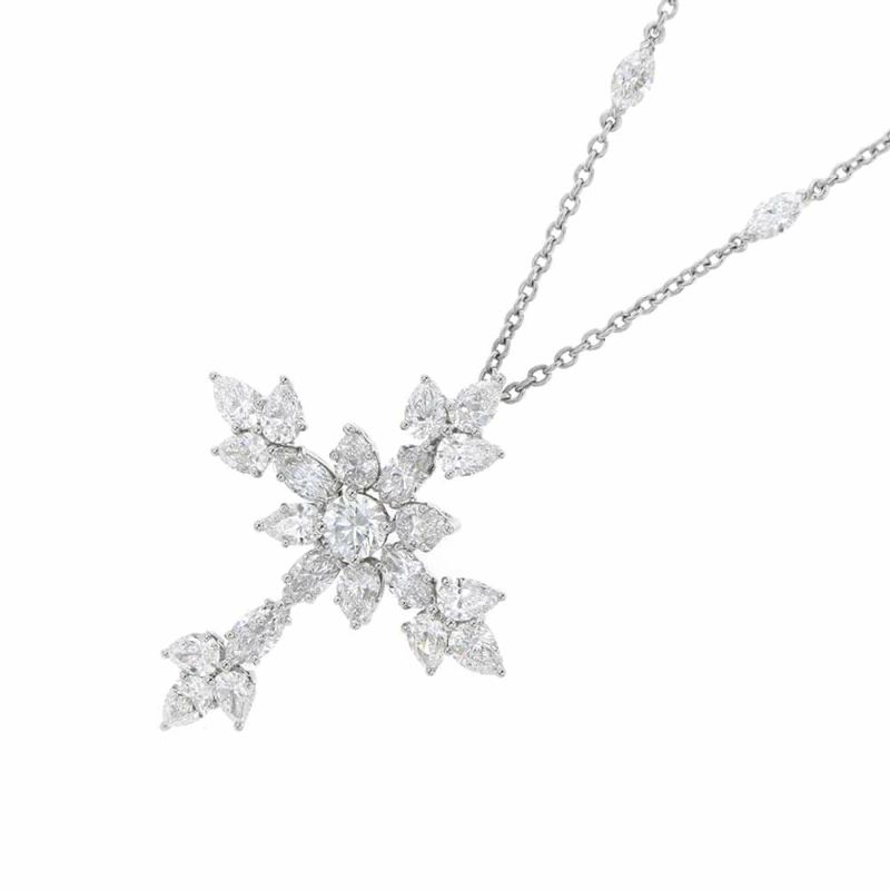 ハリーウィンストン ネックレス マーキース・クロス・ペンダント ダイヤモンド 計約3.61ct Pt950プラチナ PEDPRESMMQ ジュエリー
