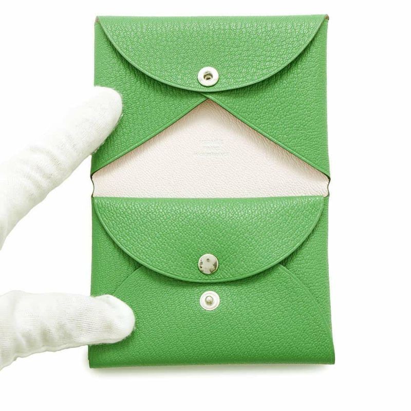 エルメス コインケース カルヴィ デュオ ヴェルソ バンブー/ローズダーリン/シルバー金具 シェブルミゾル W刻印 財布