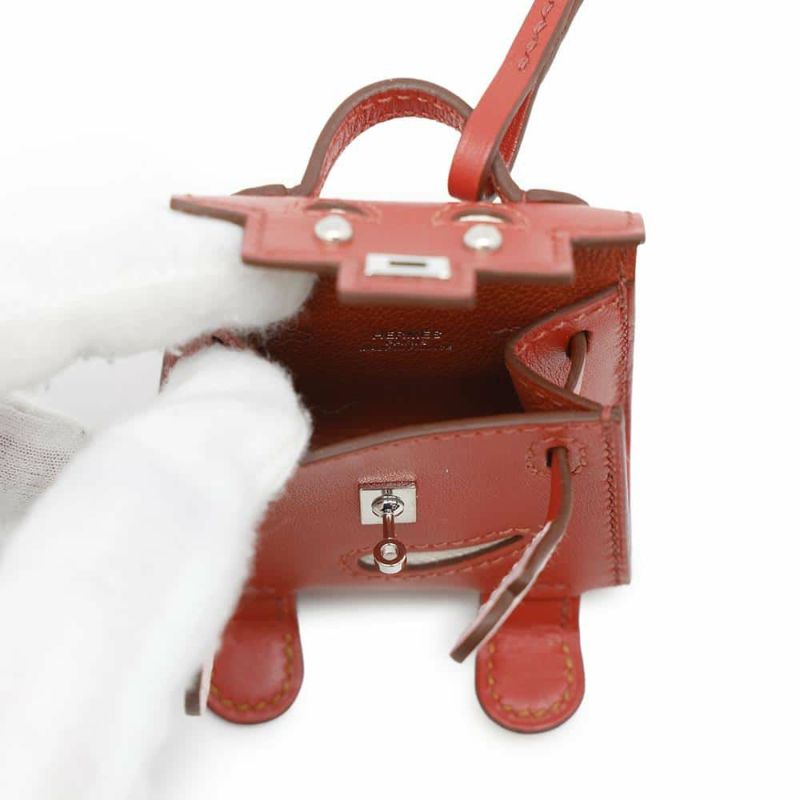 エルメス チャーム ビジュードサック ケリードール サンギンヌ/ナタ/ローズサクラ/キャラメル/シルバー金具 タデラクト/シェブルミゾル Z刻印