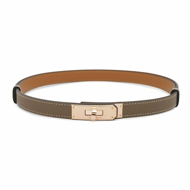 エルメス ケリーベルト エトゥープ/ピンクゴールド金具 エプソン W刻印 HERMES べルト