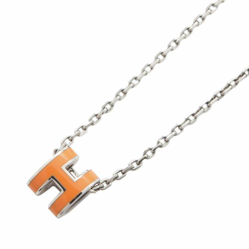 エルメス ネックレス ミニ・ポップアッシュ オレンジ/シルバー金具 HERMES アクセサリー