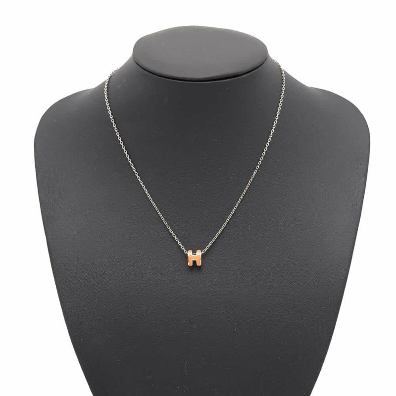エルメス ネックレス ミニ・ポップアッシュ オレンジ/シルバー金具 HERMES アクセサリー