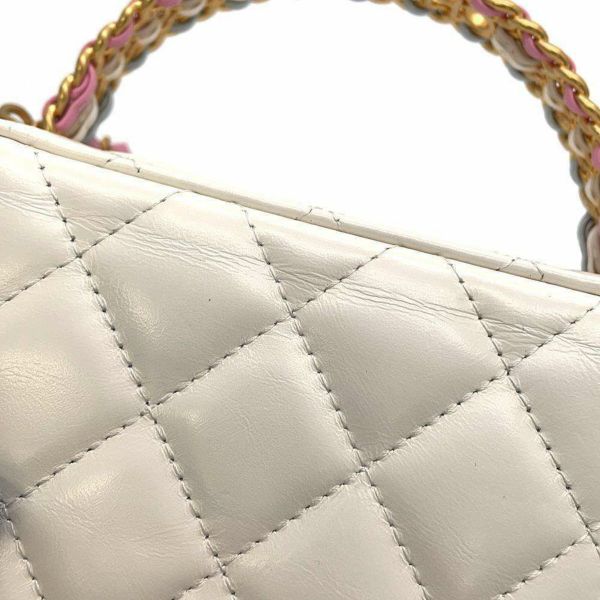 シャネル チェーンショルダーバッグ マトラッセ ココマーク バニティ ラムスキン AP3315 CHANEL 白