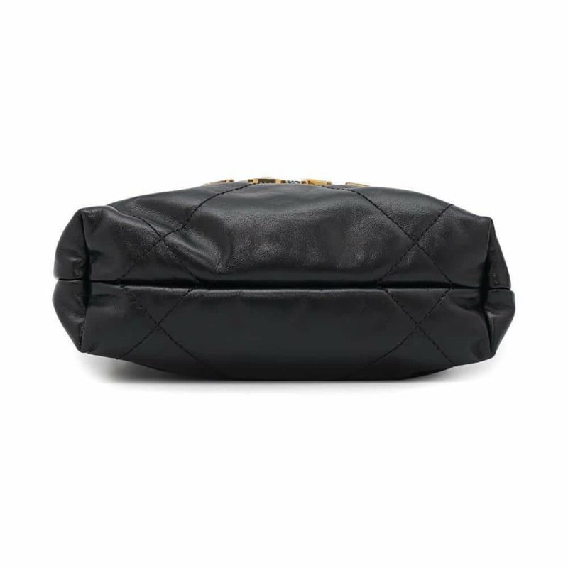 シャネル ハンドバッグ CHANEL 22 ミニ ココマーク パール シャイニーカーフレザー AS3980 2wayショルダーバッグ 黒